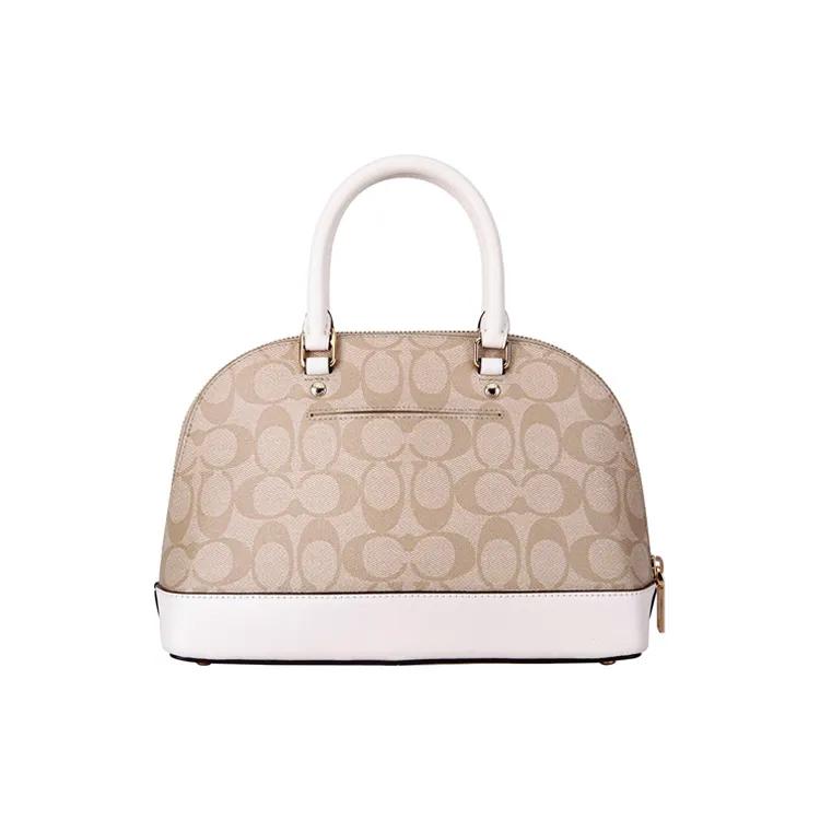 COACH Sierra Coated Canvas Dome Bag , Shoulder Bag , Crossbody Bag , Handbag Small Women's White Khaki (Unisex) Handbags 27583 IMDQC