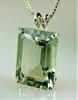 Natural Very Large Emerald Cut Fine Green Amethyst Pendant with Chain, 925 Sterling Silver Locket