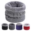 Women Men Thermal Scarf Solid Color Twist Texture Thickened Plush Lining Warm Neck Warmer Coldproof Windproof Scarf