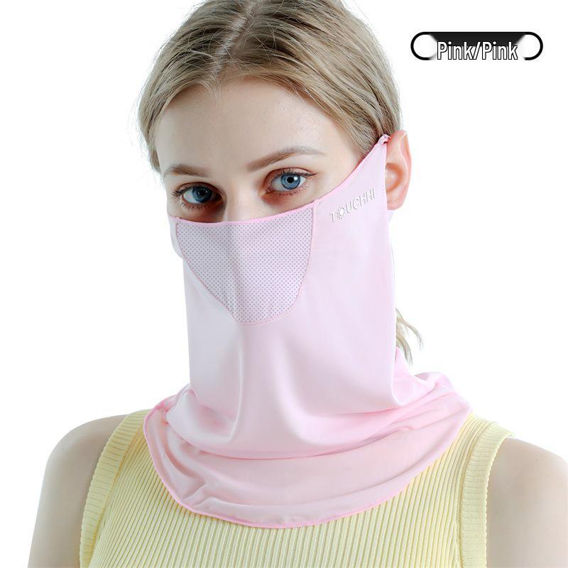 Женская маска для лица от солнца из ледяного шелка с 3D-защитой для глаз - Дышащая, тонкая и румянец для езды на велосипеде на открытом воздухе