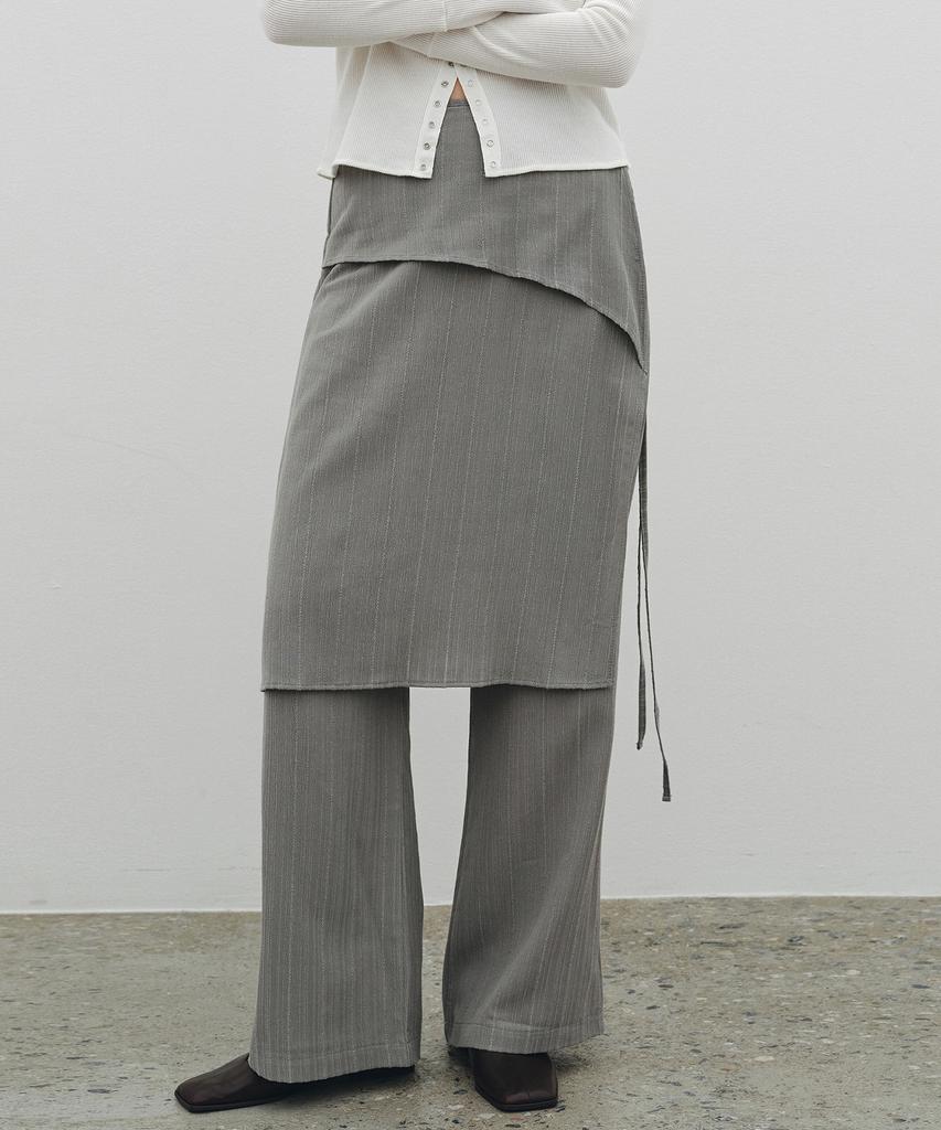 NEEV Tiered Layered Skirt Wrap Pants (Gray)