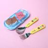 Leburn Cotton Bear Mini Spoon + Fork + Case Set, Mixed Colors, Korean Popular Tableware