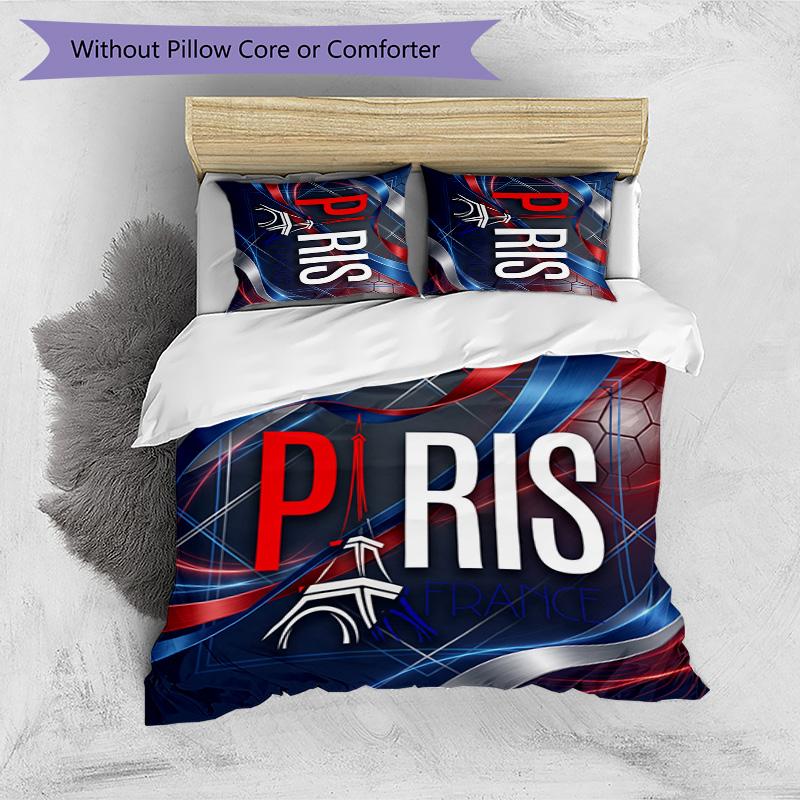 France Football Printed Bedding 3 Piece Set Cozy Breathable Bed Cover Set as Housewarming Holiday Gift