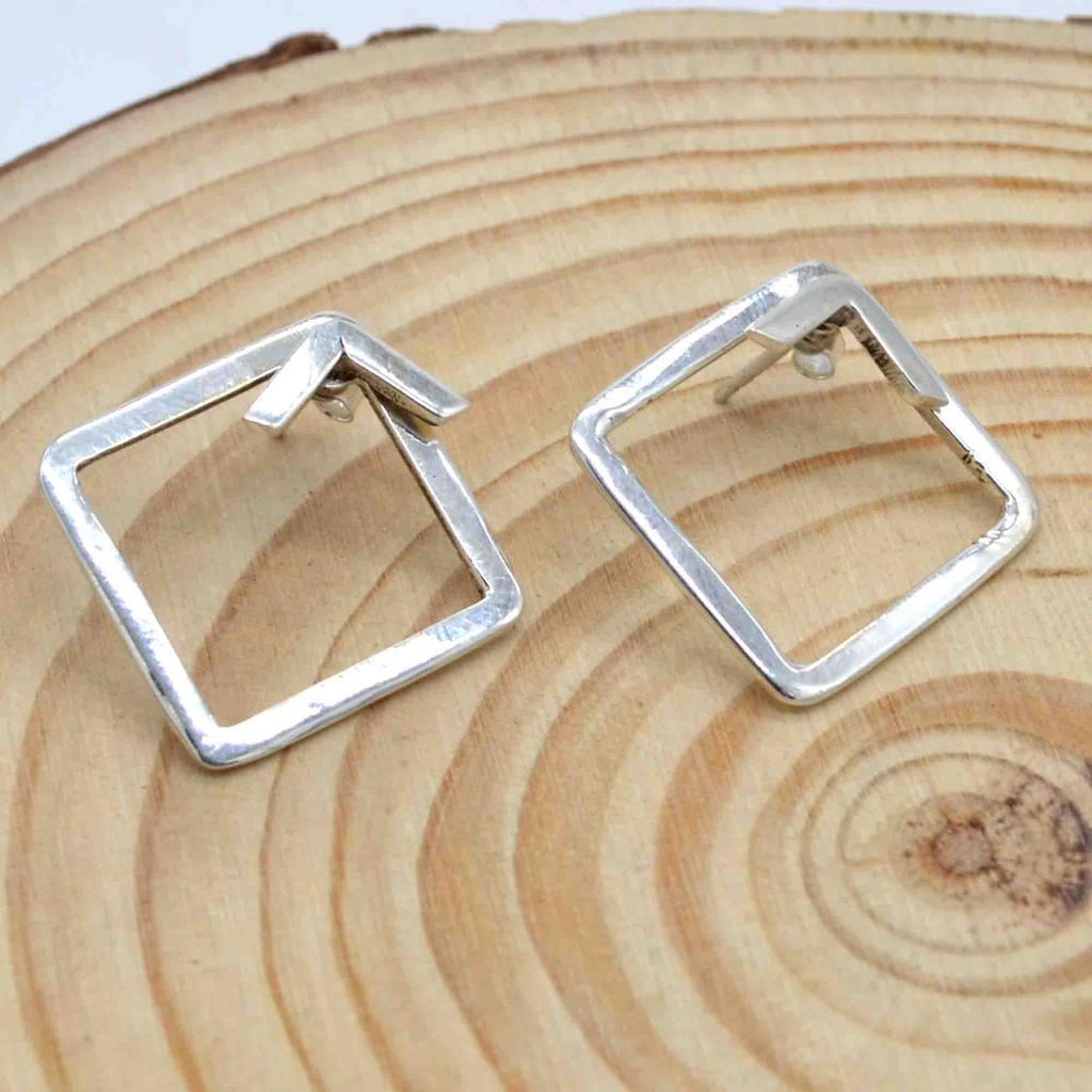 Серьги-жакеты из стерлингового серебра 925 пробы с квадратными ушками, серьги ручной работы спереди и сзади, подарок для нее