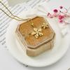 Gold Stainless Steel Flower Butterfly Dolphin Jewelry Set: Stud Earrings & Necklace