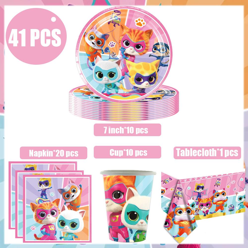 Superkitties Birthday Balloons Party Decorations Napkins Cake Topper Party Supplies Baby Shower Child Birthday Party Favors