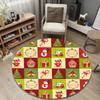 Round Area Rug Christmas Patchwork Tree Bell Snowman Teddy Bear Gift Dorm Room Decor