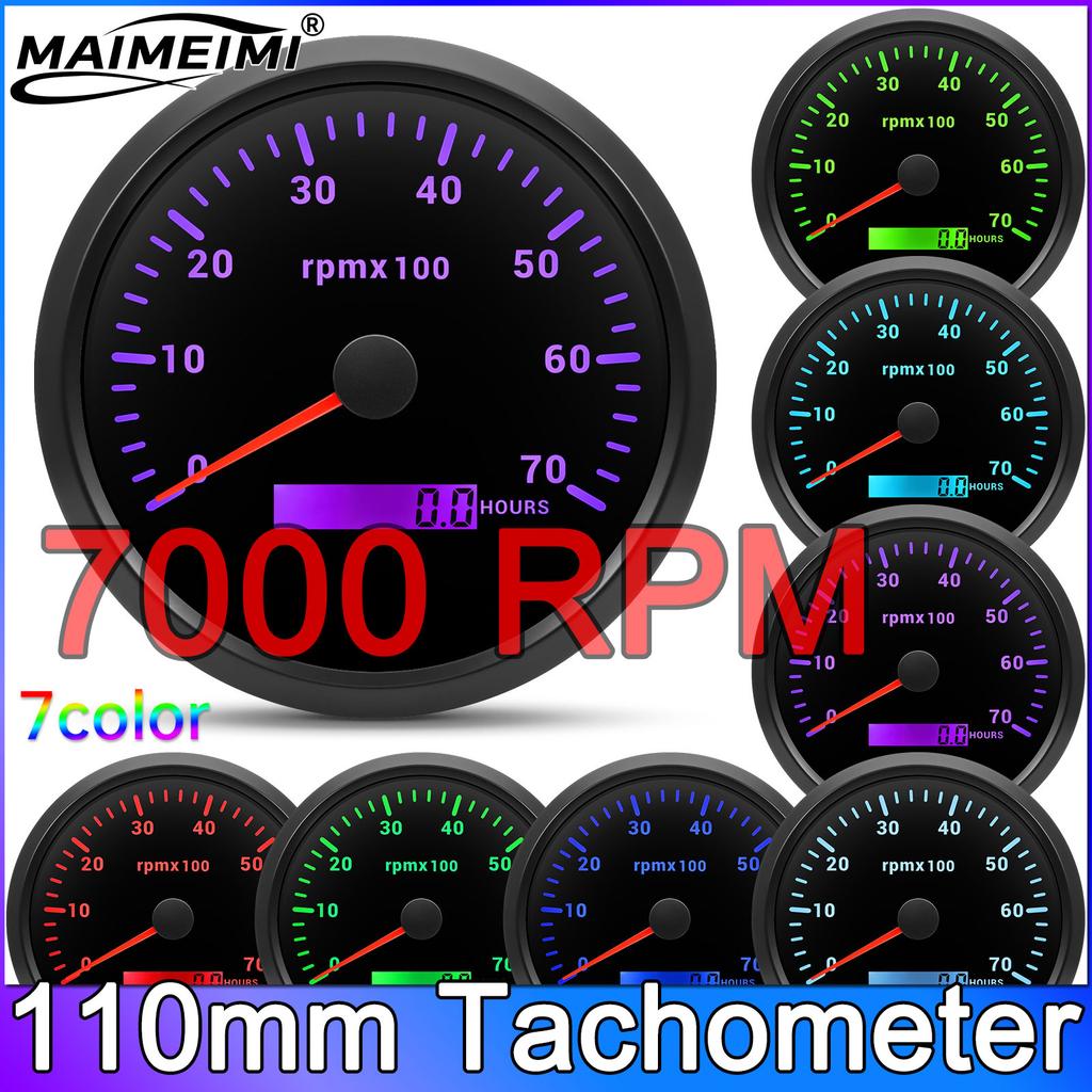 110MM Tachometer 3000-8000 RPM Meter 7 Color LED Tacho Gauge Car Boat Marine Outboard Vehicle 12V 24V tacometro
