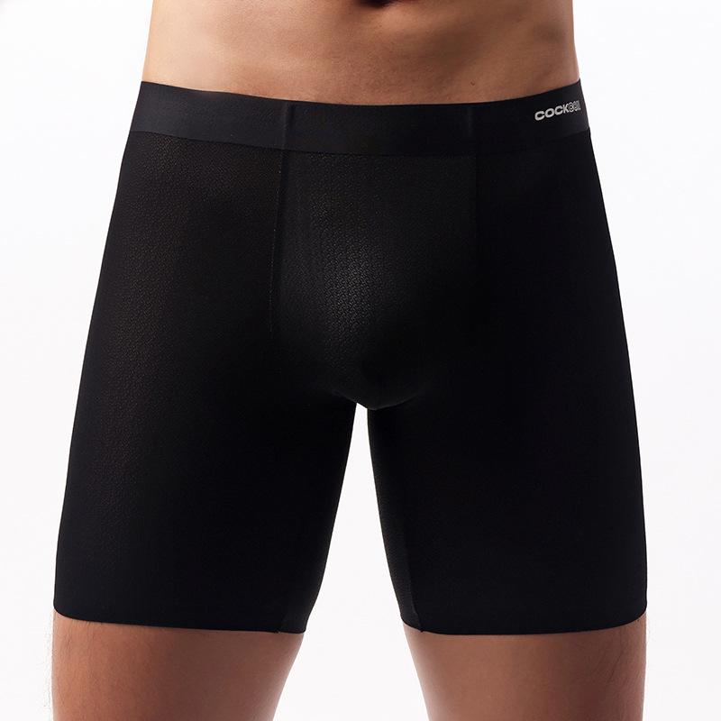 Мужские бесшовные боксеры из ледяного шелка против натирания - Дышащие, антибактериальные, удлиненные, для бега и фитнеса