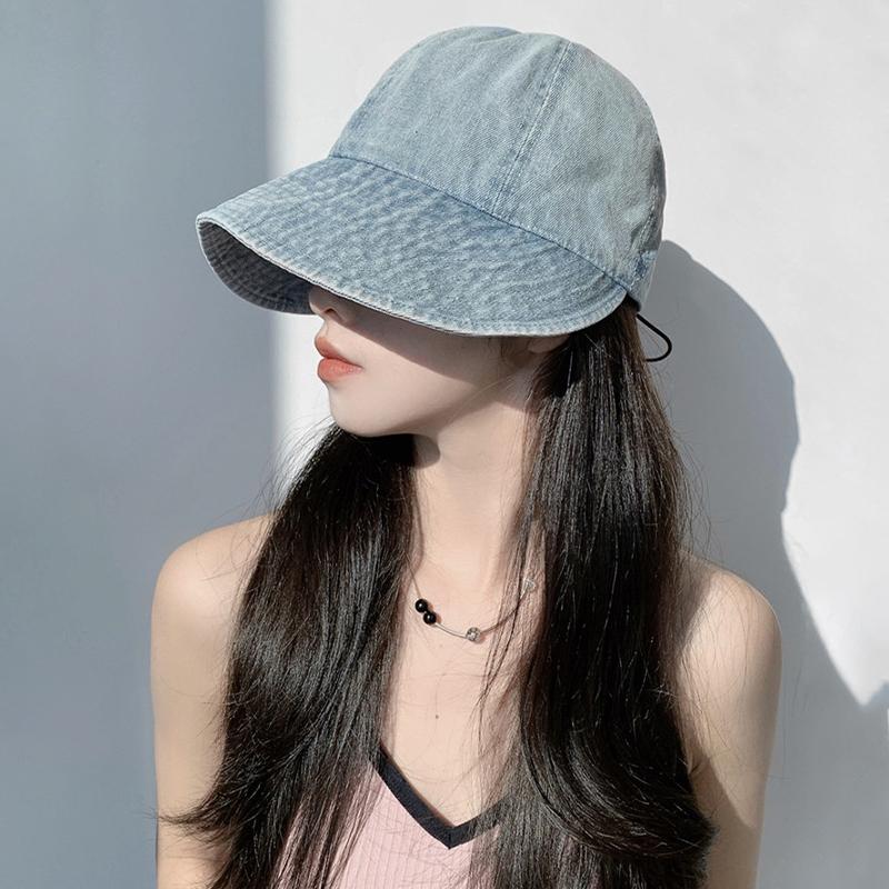 Складная широкополая джинсовая шляпа женская регулируемая пляжная шляпа-ведро летняя защита от солнца козырьки рыбацкая кепка панама
