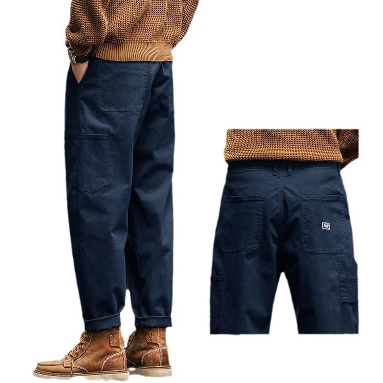 Мужская одежда Весна Осень Брюки карго Мужские Хлопковые Повседневные Свободные Брюки Ремень Средняя посадка Джоггеры Мужские Прямые Мешковатые Брюки
