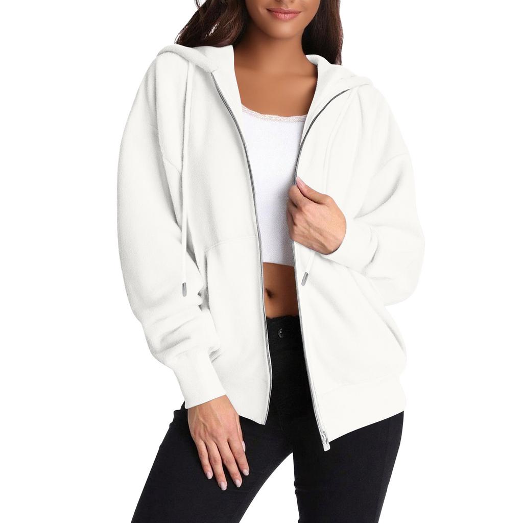 Женская толстовка на молнии с длинным рукавом, спортивная куртка с карманом, модная одежда