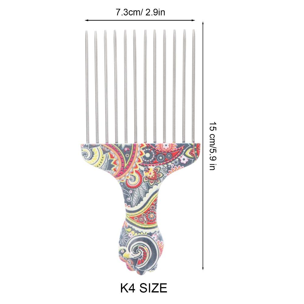 2PCS Professional Grade Hair Pick Combs Stainless Steel Wide Tooth Comb Curly Hair