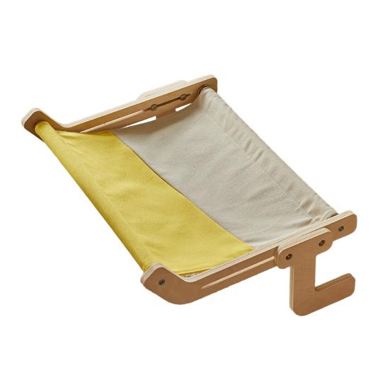 Bedside Cat Hammock Adjustable Cat Bed Window Perch with Wood Frame No Drilling Installation Pet