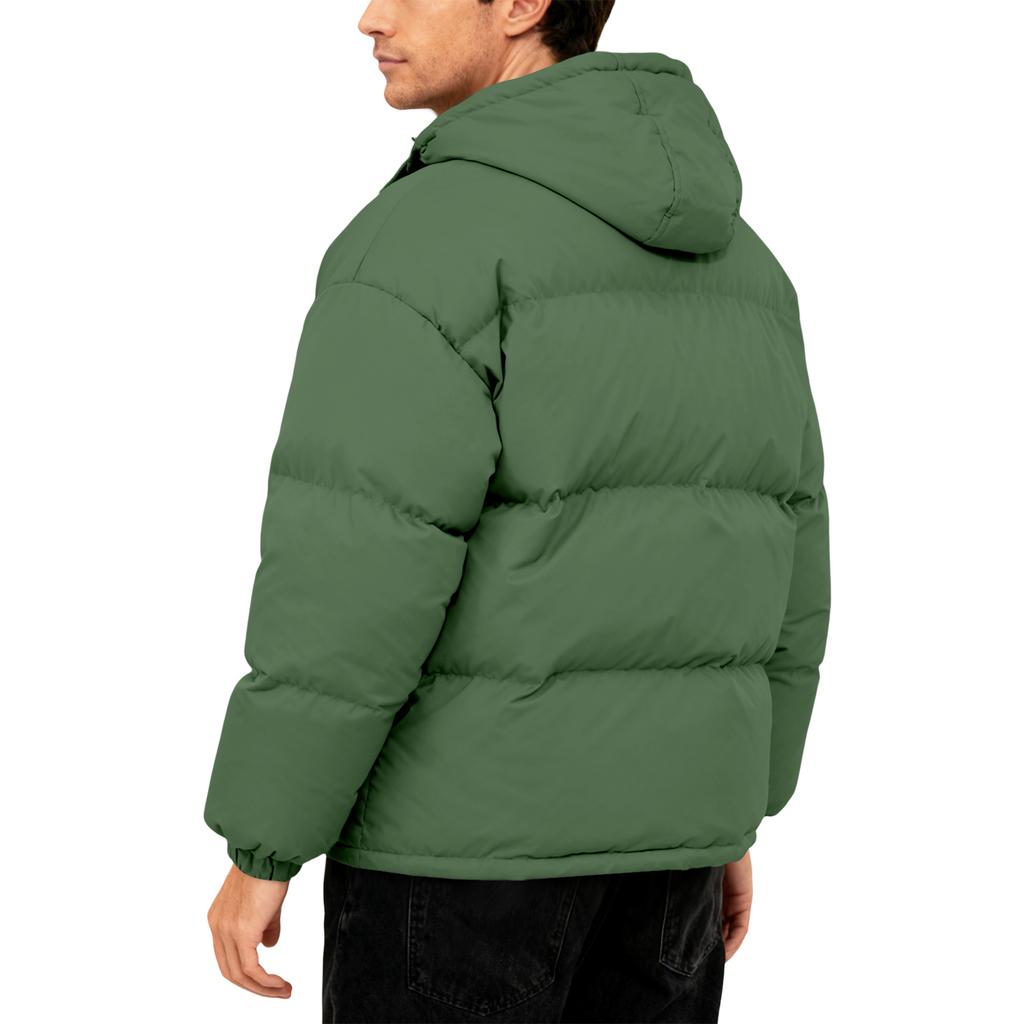 Men's Oversized Casual Down Jacket With Long Sleeves And Hood