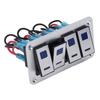 4 Gang Rocker Switch Panel 5Pin ON OFF SPST Blue Backlight Pre Wired Aluminum Alloy for Cars RVs Buses Trailers UTV