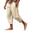 Men Summer Beach Pants Loose Side Pockets Drawstring Elastic Waist Zipper Legs Solid Color Gym Training Jogging