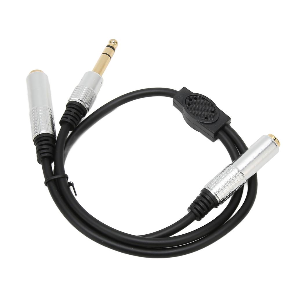 6.35mm To Dual 6.35mm Y Splitter Cable Professional 14 Inch Stereo Cable for Amplifier Microphone