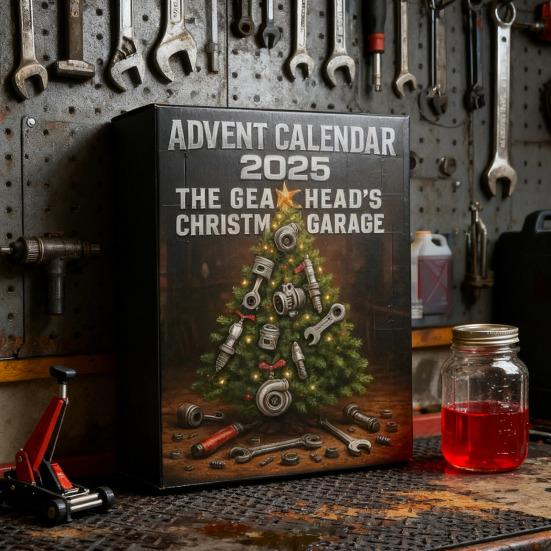 Календарь Адвента для автолюбителей 2025 24-дневная коробка для отсчета до Рождества с акриловыми миниатюрными автозапчастями, инструментами, автомобильными праздничными подарками для автоэнтузиастов