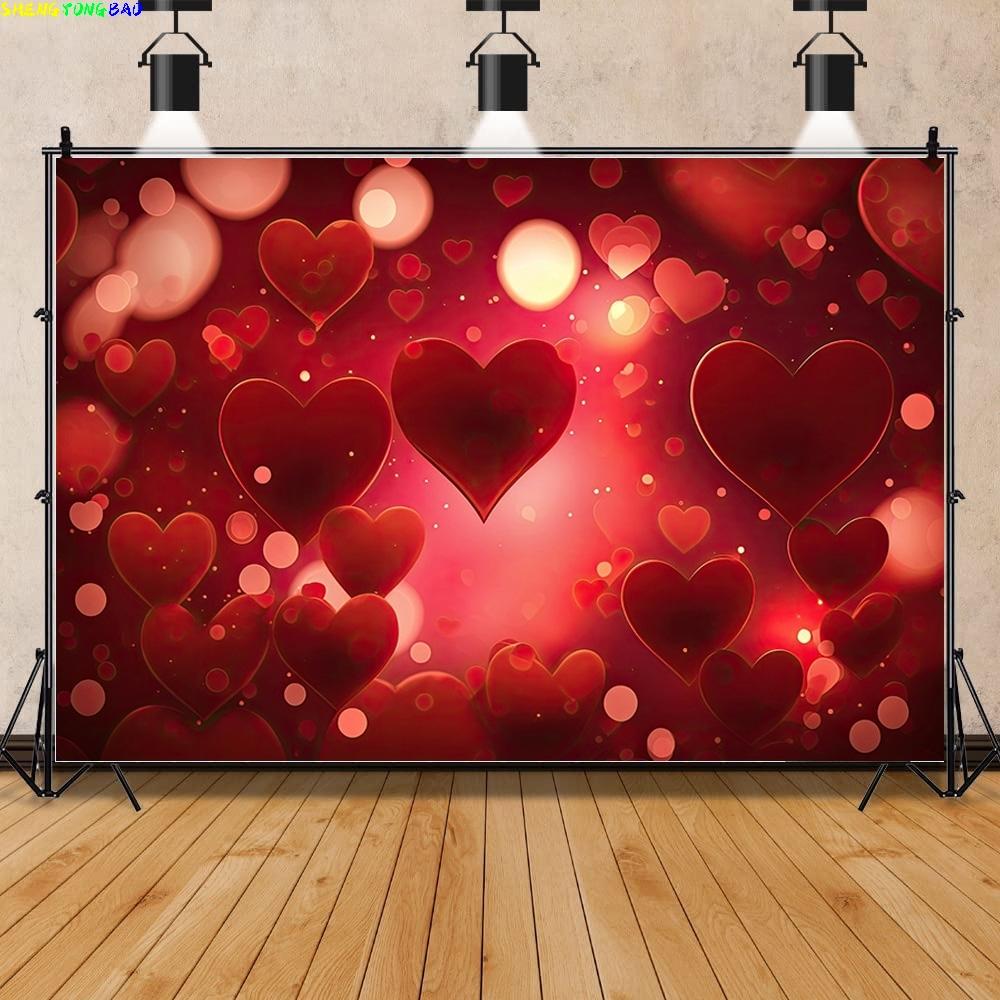 Vinyl Custom Red Heart-Shaped Creative Confession Scene Background Valentine's Day Love Photo Studio Photography Backdrops RQ-54