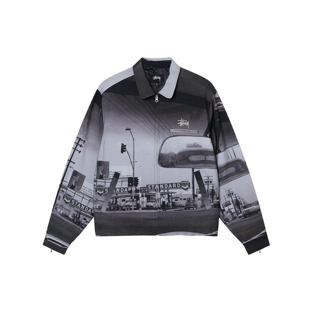 Stussy SS22 Фото Принт Молния Американский Винтаж Куртка Унисекс куртки Черный 115648