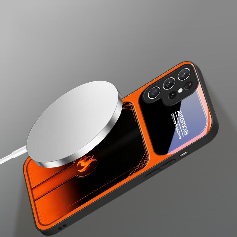 Ослепительные фиолетовые языки пламени Подходит для Samsung Galaxy S25 Ultra S20 FE S21 S22+ S23 Plus S24 S26 Edge магнитное стекло Чехол для телефона