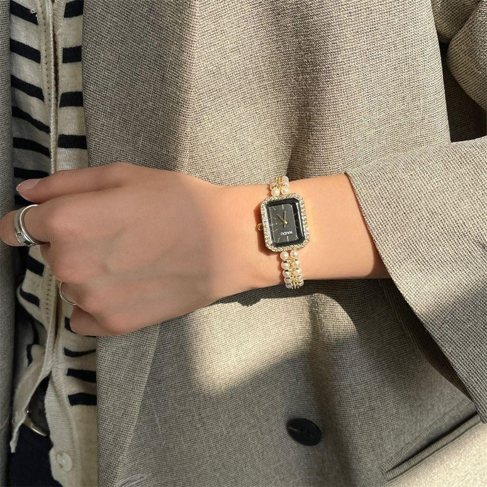 Chain Strap Pearl Studded Watch Luxury Women's Wristwatches New Quartz Watch Gifts