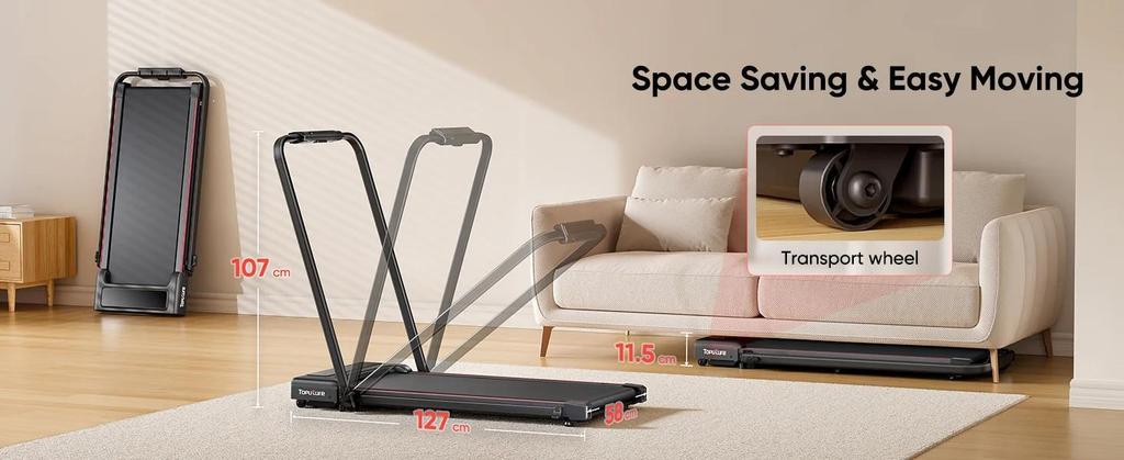 2026 Treadmill TP4 4in1 Faltbares Laufband, 12km/h, 9% Neigung, 2,5 PS Motor, Fernbedienung & LED Display, Platzsparend for Home & Office