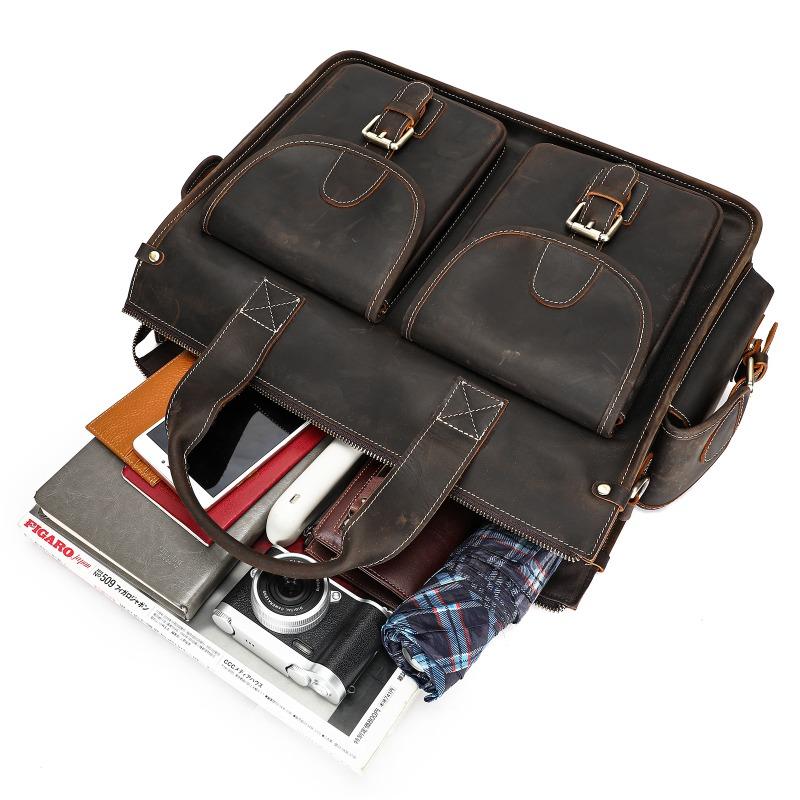 Мужской портфель большой вместимости, деловая сумка-тоут для поездок, из натуральной кожи, сумка для компьютера