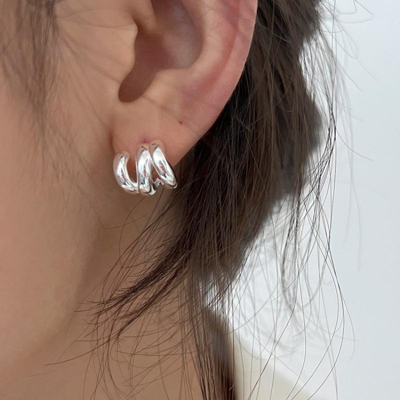 Xiaomi 925 Sterling Silver Vintage Gold Cross Lines Earrings For Women Trendy Earring Jewelry Prevent Allergy Party Accessories G