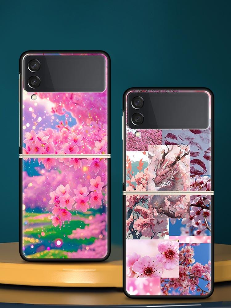 Корейский Цветочный Жесткий ПК Чехол для Телефона Для Samsung Galaxy Z Flip 7 6 5 4 Черная Крышка Для Galaxy Z Flip 3 Складной Fundas Shell Capas