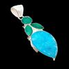 Neon Blue Apatite, Emerald Gemstone 925 Sterling Silver Jewelry Pendant 2.48" AH-5216