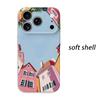 Pastel Colorful Town Landscape Graphic Art Film Aesthetic Protective Shockproof Bumper Phone Case Cover For iPhone 14 15 16 Pro Max Plus