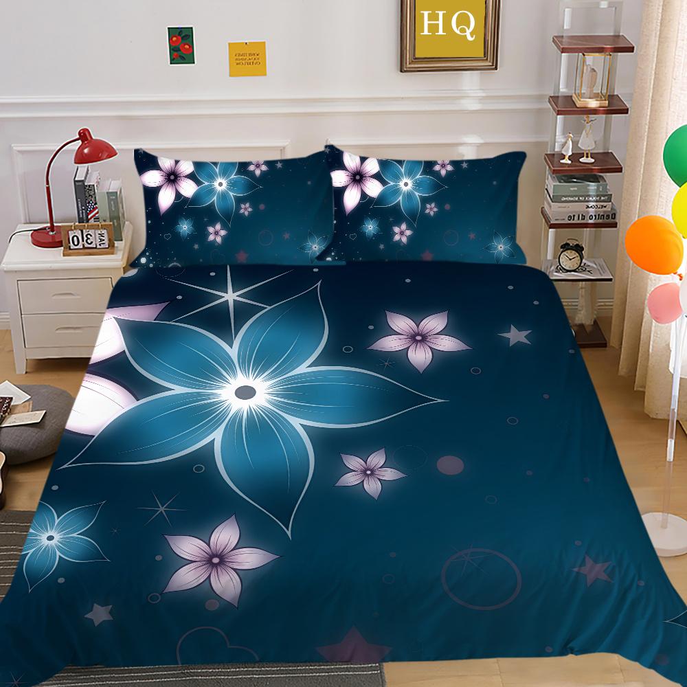 Постельное белье с 3D принтом цветов, двойной размер, комплект постельного белья из микрофибры, комплект постельного белья для девочек, модное домашнее постельное белье