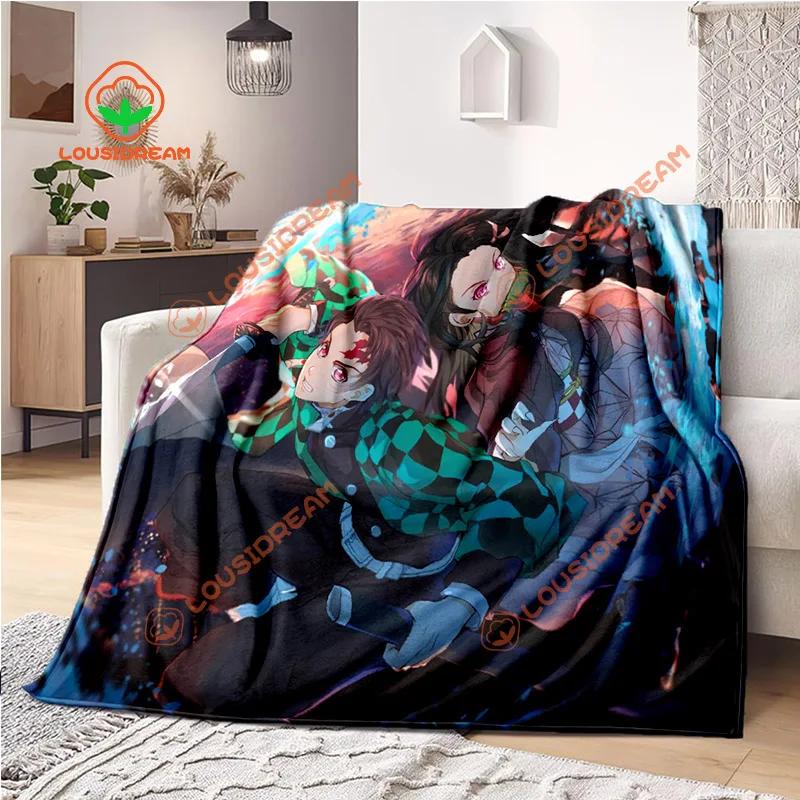 Японское аниме Demon Slayer Cartoon Plush Blanket Lightweight Home Sheet Sofa Cover Portable Travel warm blanket for all Seasons