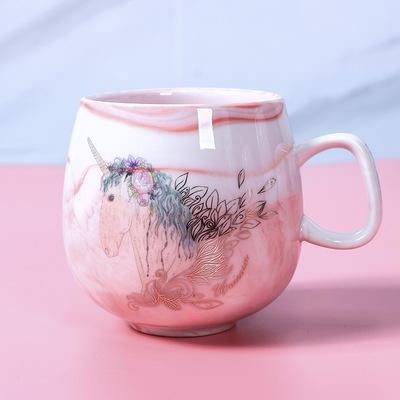 Новая керамическая кружка с рисунком фламинго и мрамора для пары, кружка для церемонии открытия, одиночная кружка, кружка для студента