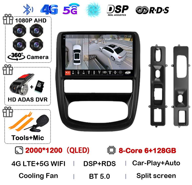 Android 14 Carplay Автомагнитола для Renault Duster 1 2010 2011 2012 2013 2014 2015 Мультимедийный Видеоплеер GPS 360 Камера 4G