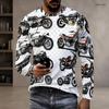 Men Plus Size Round Neck Long Sleeve Navy Blue Golden Geometric Printed T Shirt