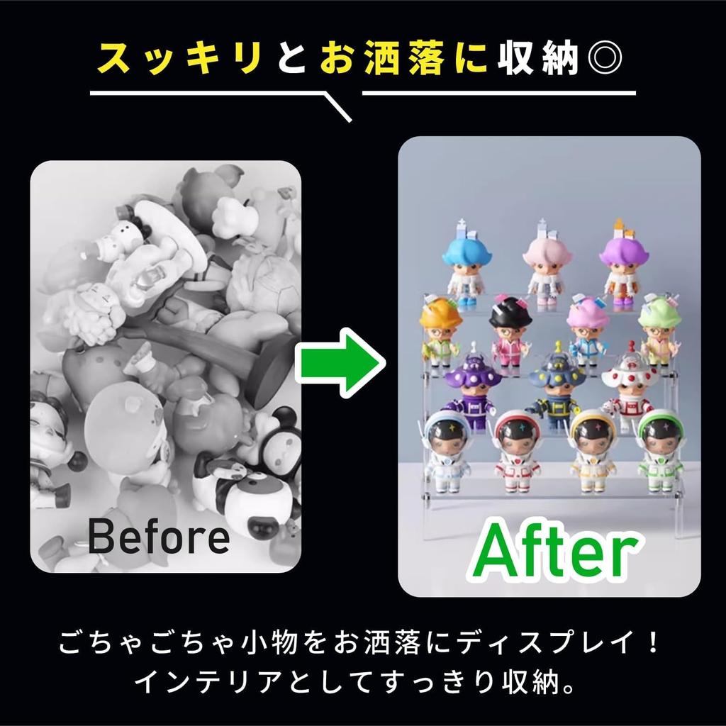 SAMIKAGO Acrylic Display for Display Display Acrylic Fan Activity Figure Tiered Nail Assembly Required 40 x 25 x 20 Stand, Transparent, Figures,