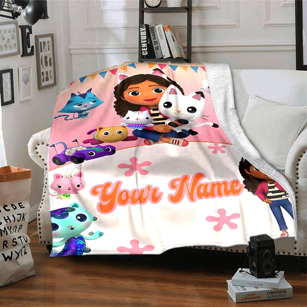 Customiz Name Personality Gabby's Dollhouse  Blanket Soft &Warm Sofa Office Bed Travel Lunch Break Blanket, Gift Suitable All Seasons