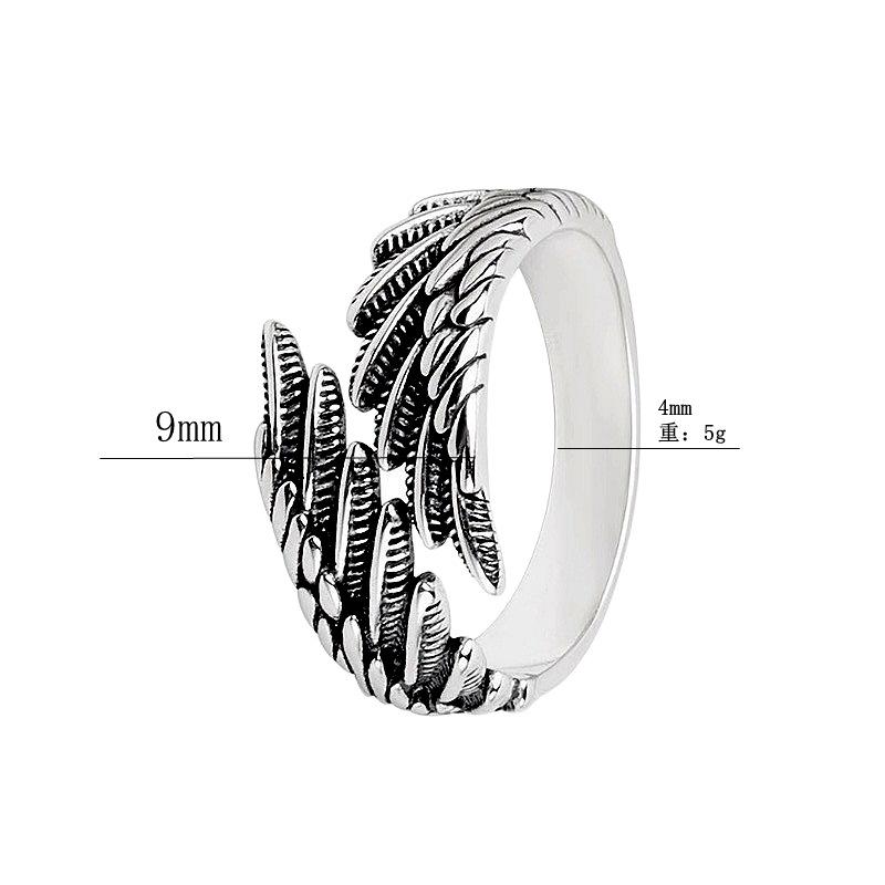 Fashion Open Feather Ring Personality Angel Wings Male Female Couple Ring Hand Accessories