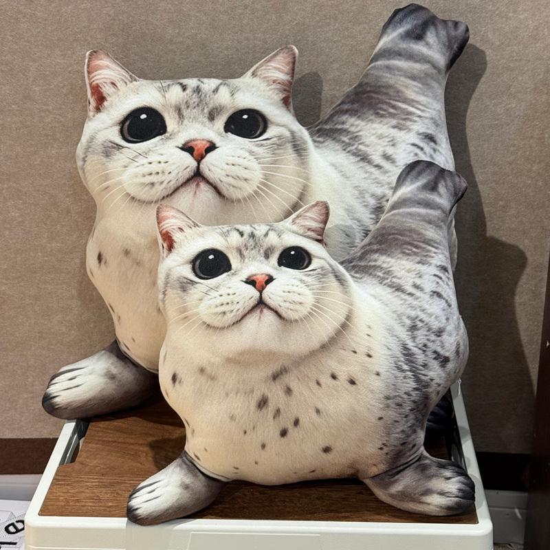 12/32cm New Simulation of Seal Cat Plush Toy Ocean Doll Cute Cat Toy Cartoon Lifelike Kitten Dolls Girls Birthday Gift Kids Toys