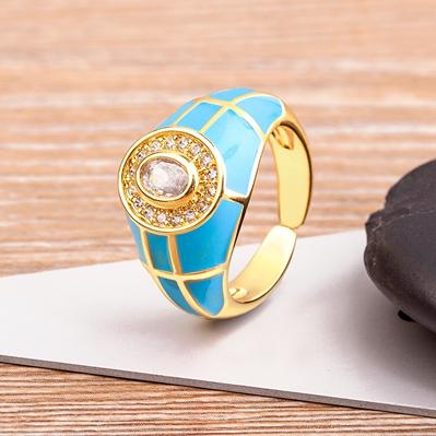 Nidin Очаровательное кольцо с сетчатым узором и полосками, с каплями масла, креативное, ретро, 7 цветов, открытое, регулируемое, популярное украшение, подарок на вечеринку, праздник