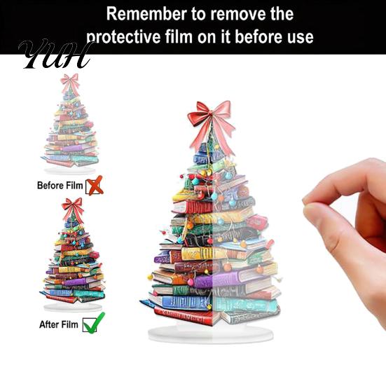 Unique Bookish Holiday Ornaments Stacked Book Christmas Tree Ornament, 2D Flat Stacking Hanging Decoration, Knowledge Symbol Decor Reading Theme