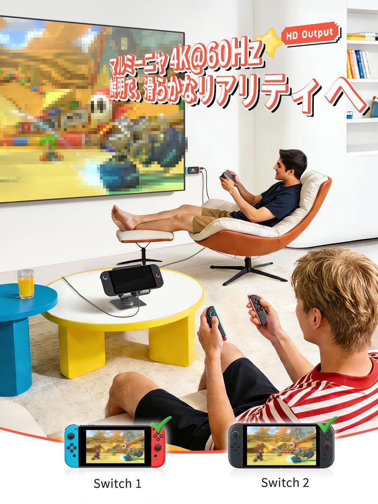 Lemorele USB C на HDMI Конвертер PD100W Быстрый Совместим с Switch 2 Док-станция Улучшенный 2026 Стабильный Защита от перегрузки по току и перегрева Совместим с Switch 1