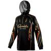 Gamakatsu 2WAY Print Zip Shirt Hoodie Black 7L Size GM3816 UV Protection Quick Dry Fishing Apparel