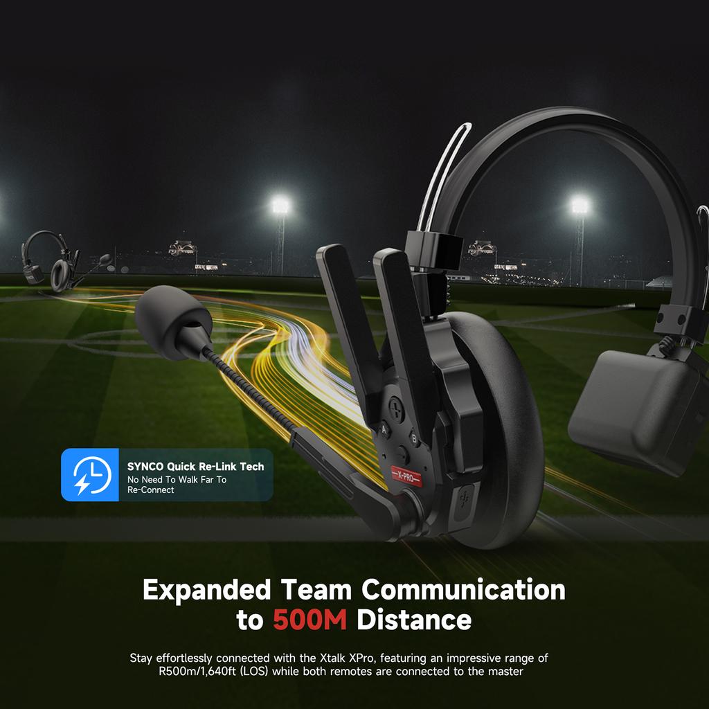 Synco Xtalk XPro9 9-Person Wireless Intercom Headset System 2.4G Wireless Headset with Microphone