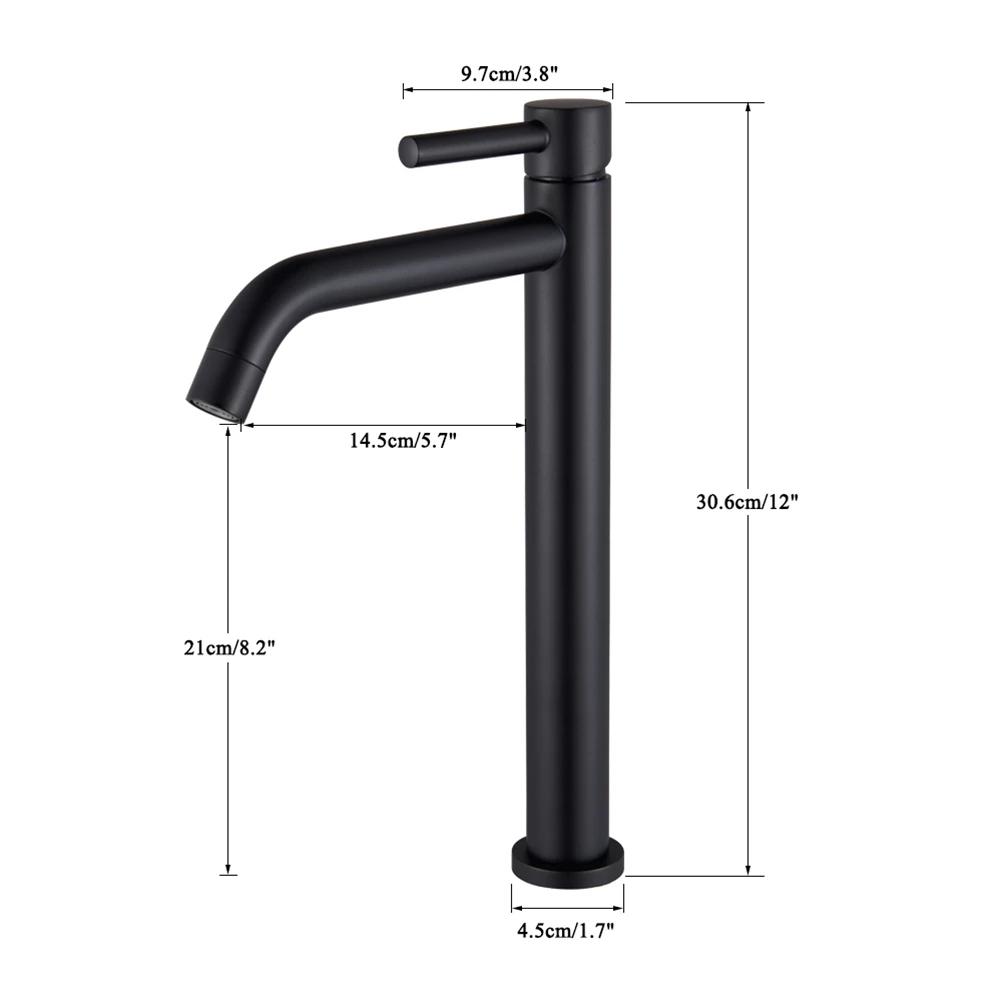 Tall Basin Sink Faucet Slim Black Chrome Bathroom Washbasin Water Mixer Tap Hot Cold Water Basin Crane Deck Mounted Bathroom Tap