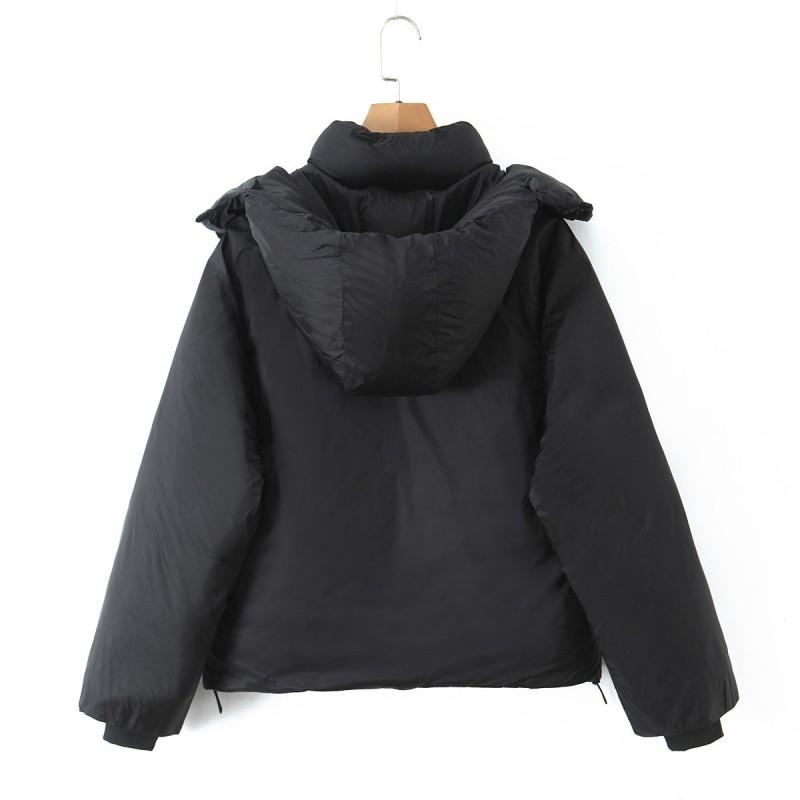 Womens Casual Hooded Detachable Puffer Coat Loose Fit Winter Warm Cotton Jacket