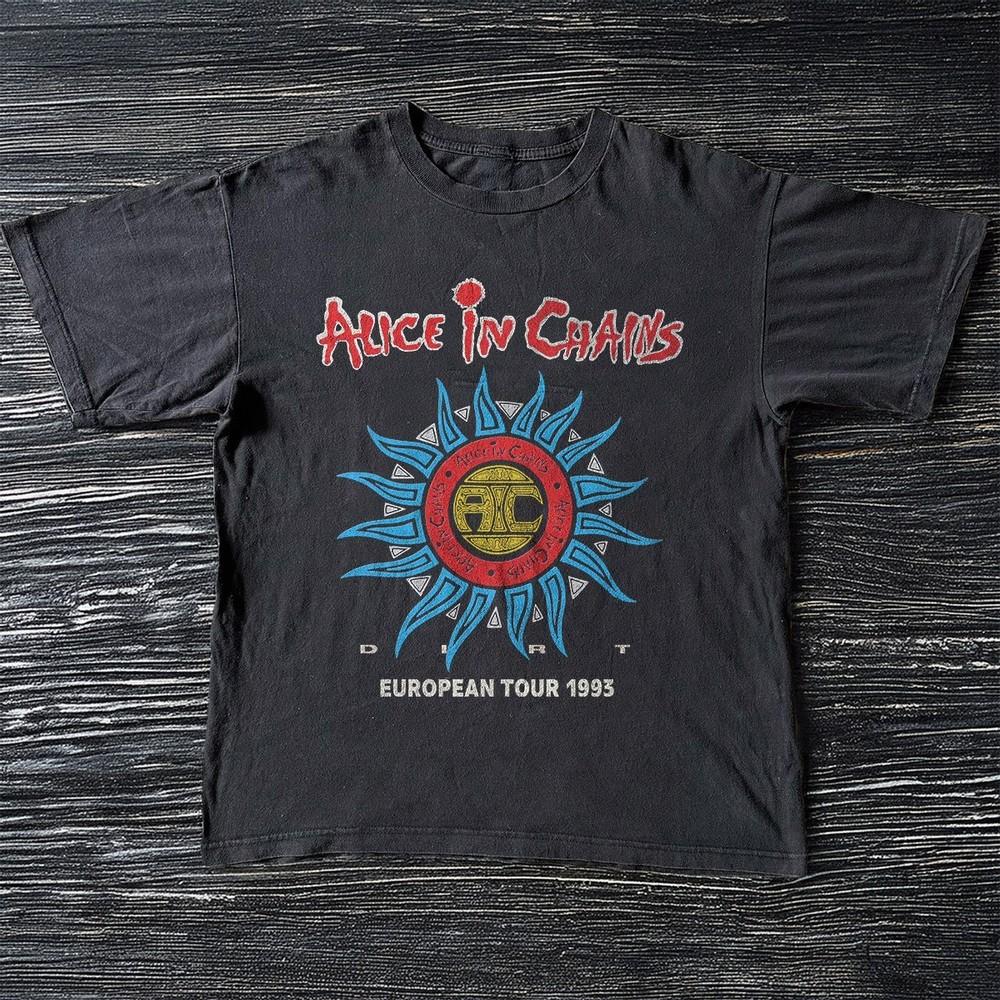 НОВЫЙ Футболка Alice In Chains Тур 1993 Черная Ретро Рок-группа S5XL Унисекс Футболка